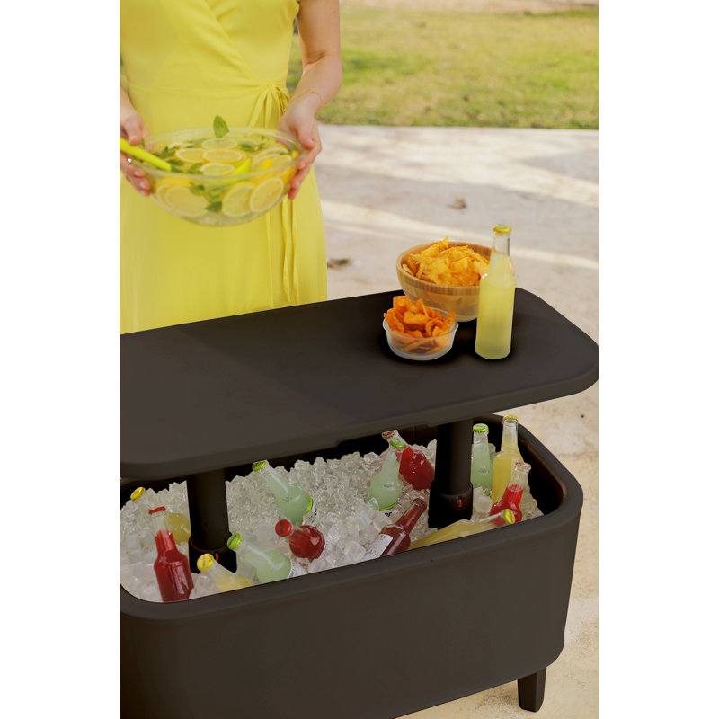 Keter Breeze Bar Indoor Outdoor 2 In 1 Cooler and Side Table Combo 17